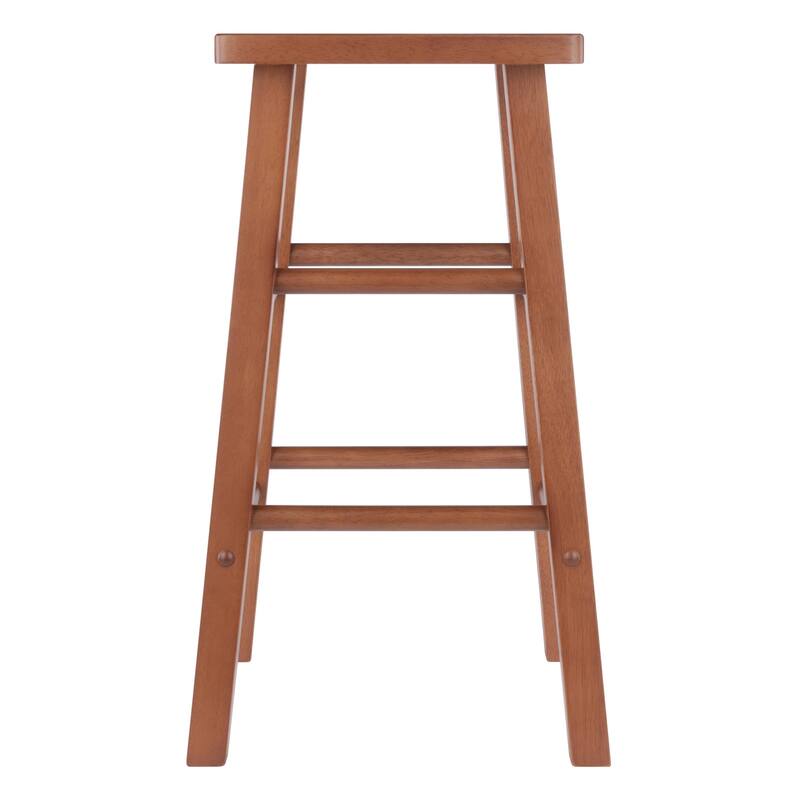 Wooden Square Seat Counter Stool - 24" - Teak Finish