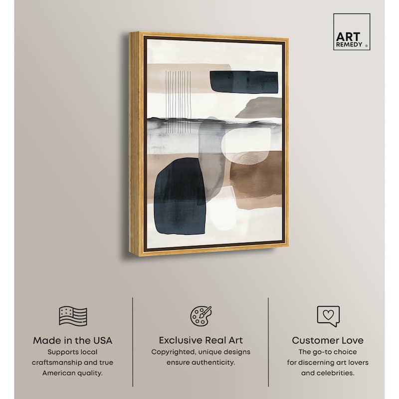 Art Remedy Layers Of Depth Framed Abstract Shapes 1 Piece Canvas Wall Art