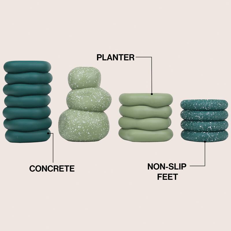 JONATHAN Y Hollis Modern Minimalist Handmade Concrete Stacked Ring Planter Set with Drainage Holes (Set of 4)