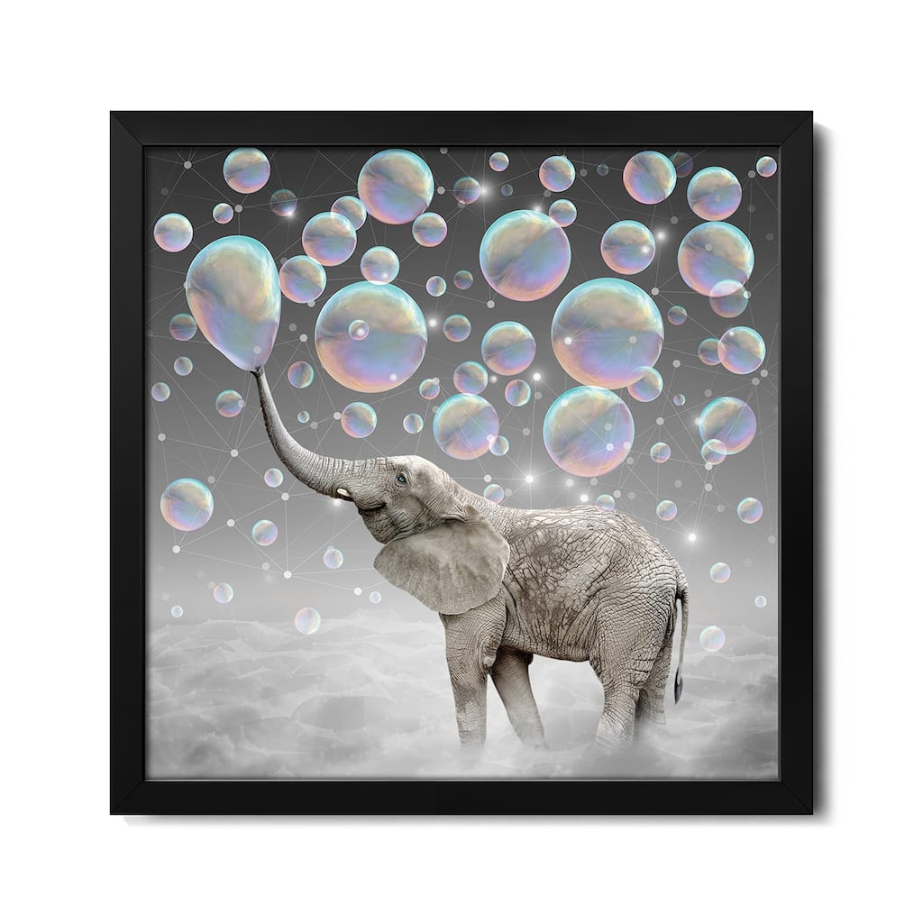 Dream Makers - Elephant Bubbles Premium Framed Poster by Soaring Anchor Designs