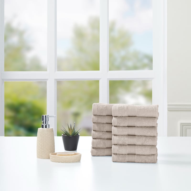 Fabstyles Premium Face Towels Washcloth Set of 12 - 14x14
