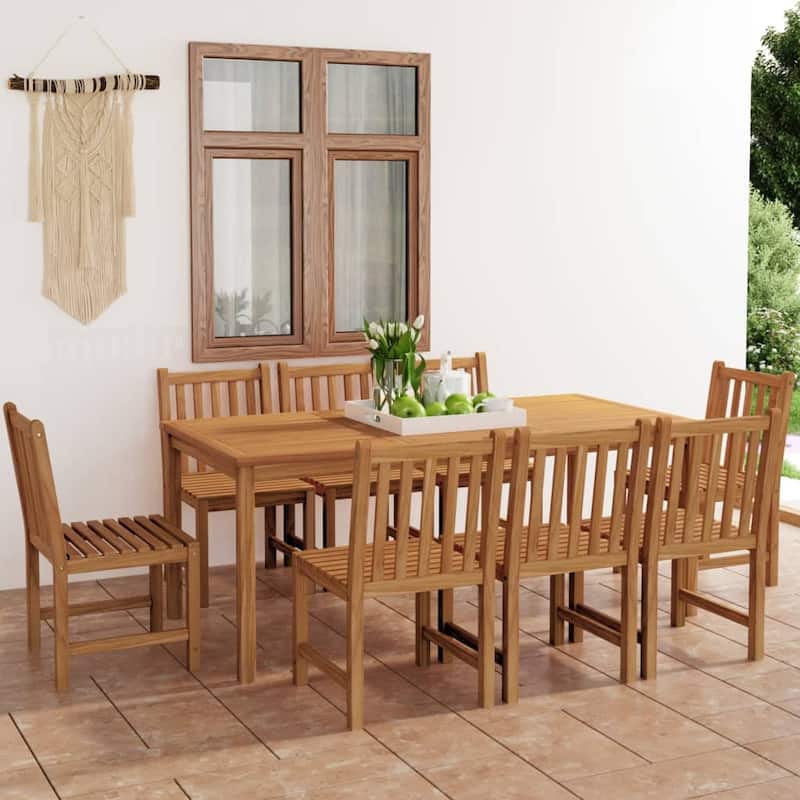 vidaXL Solid Wood Teak Patio Dining Set Garden Outdoor Table Chair 3/4/5/7/9 Piece