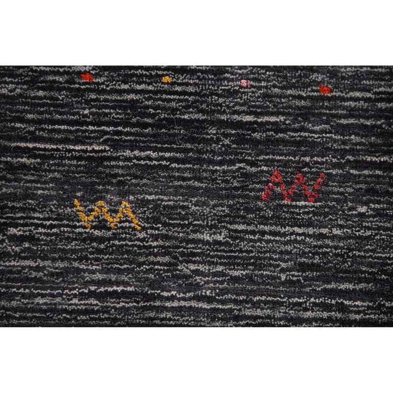 Striped Gabbeh Oriental Area Rug Wool Carpet - 8'9" x 11'6"