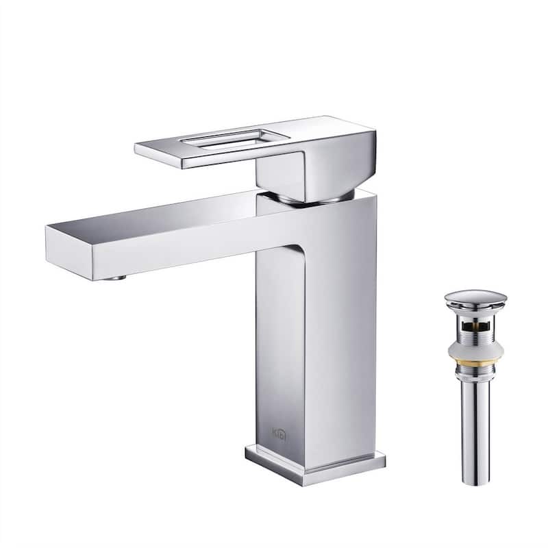Single-handle Bathroom Vanity Sink Faucet w/ Water Hose - Chrome with Drain
