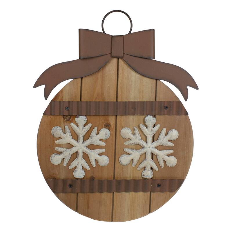 16" Rustic Brown Snowflakes Christmas Ornament Wall Sign
