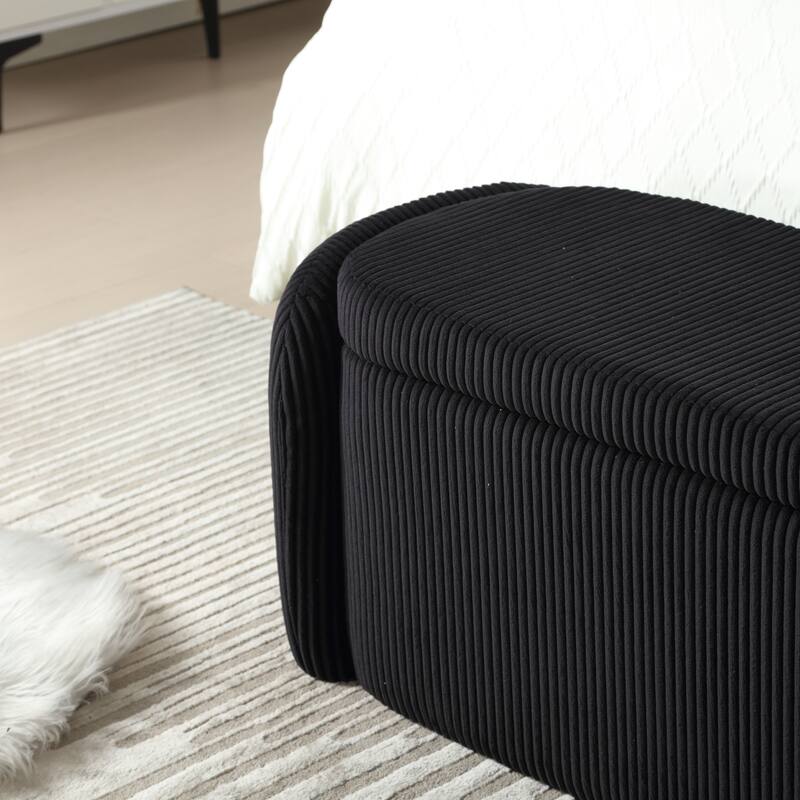 Entryway Upholstered Fabric Storage Ottoman