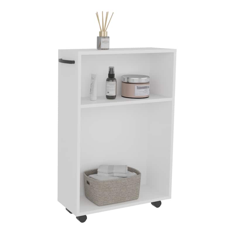 Storage Cart 32.2" H, 2 Shelves, 4 Wheels, White - Bathroom