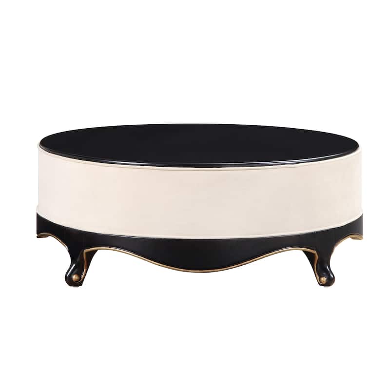 Ascher Cream and Black Cocktail Table with Cabriole Anne Leg