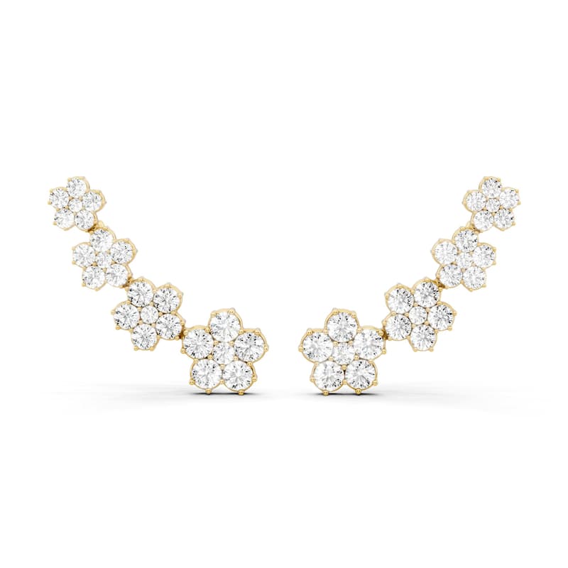 Auriya 14k Gold 6 1/4ctw Lab Grown Diamond Cluster Climber Earrings (E-F VS) - Yellow