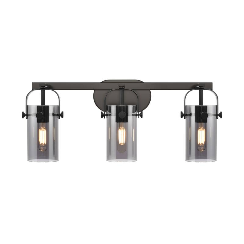 Innovations Lighting 423-3W-11-25 Pilaster II Cylinder Vanity Pilaster - Matte Black / Plated Smoke