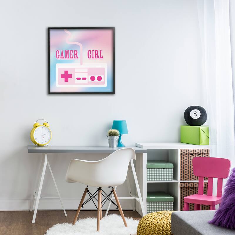 Stupell Pastel Gamer Girl Controller Framed Giclee Art Design By Yass Naffas Designs