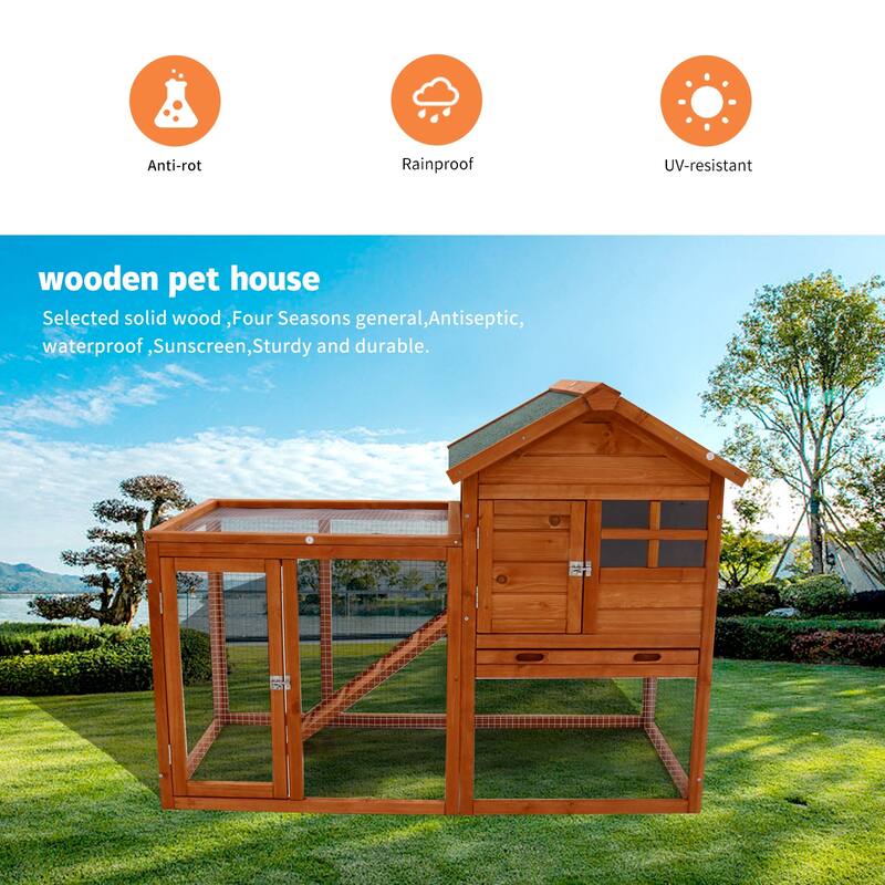 Durable Wooden Chicken Coop Hen House Rabbit Wood