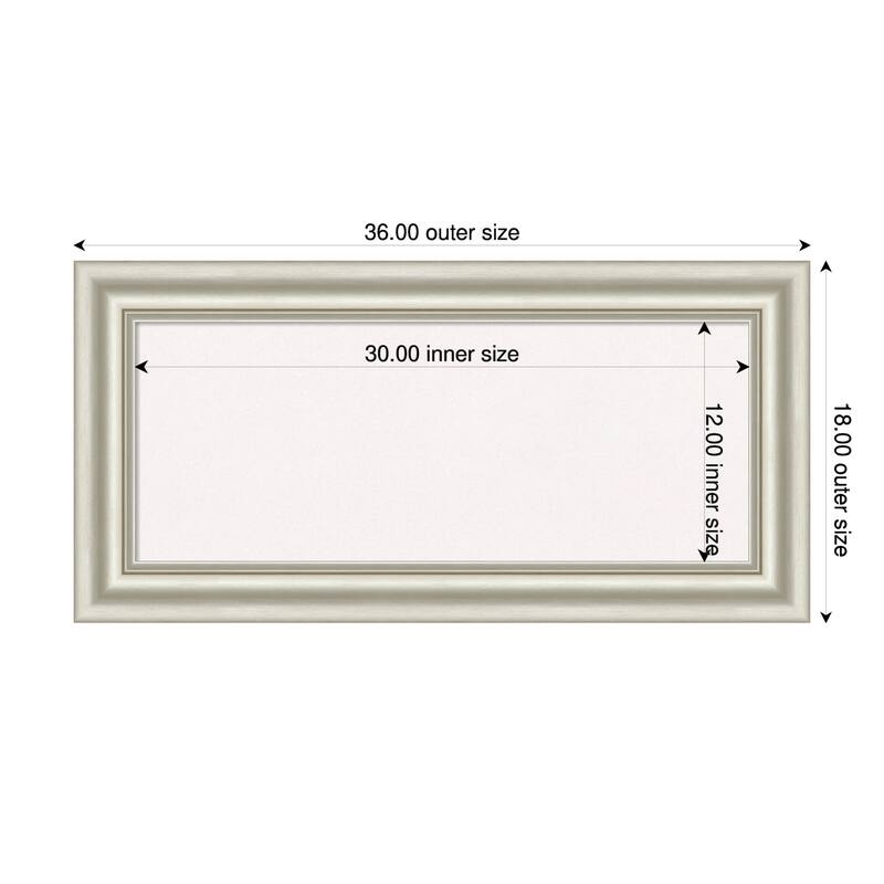 Sophia Silver Framed Cork Board - Bulletin Board, Organization Board, Pin Board - White - 36 x 18 in