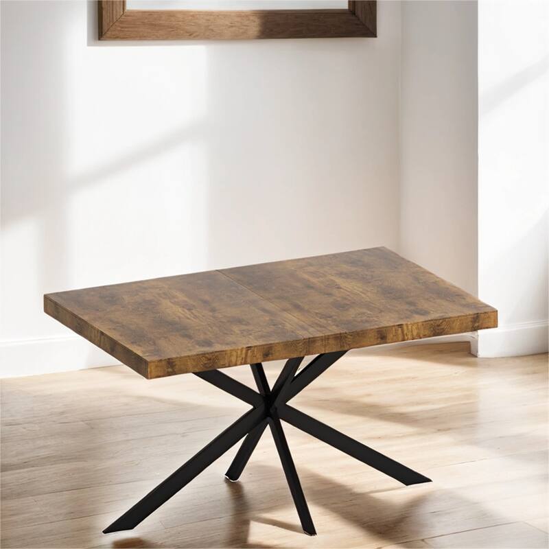 70.86" Retro Rectangular Stretch Dining Table w/ Cross Iron Foot Base