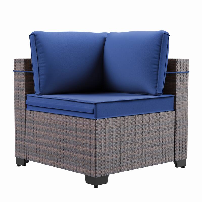 7-Piece Patio Furniture Set, Wicker Outdoor Seatings Conversation Sofa with Side Table - 7-Pieces