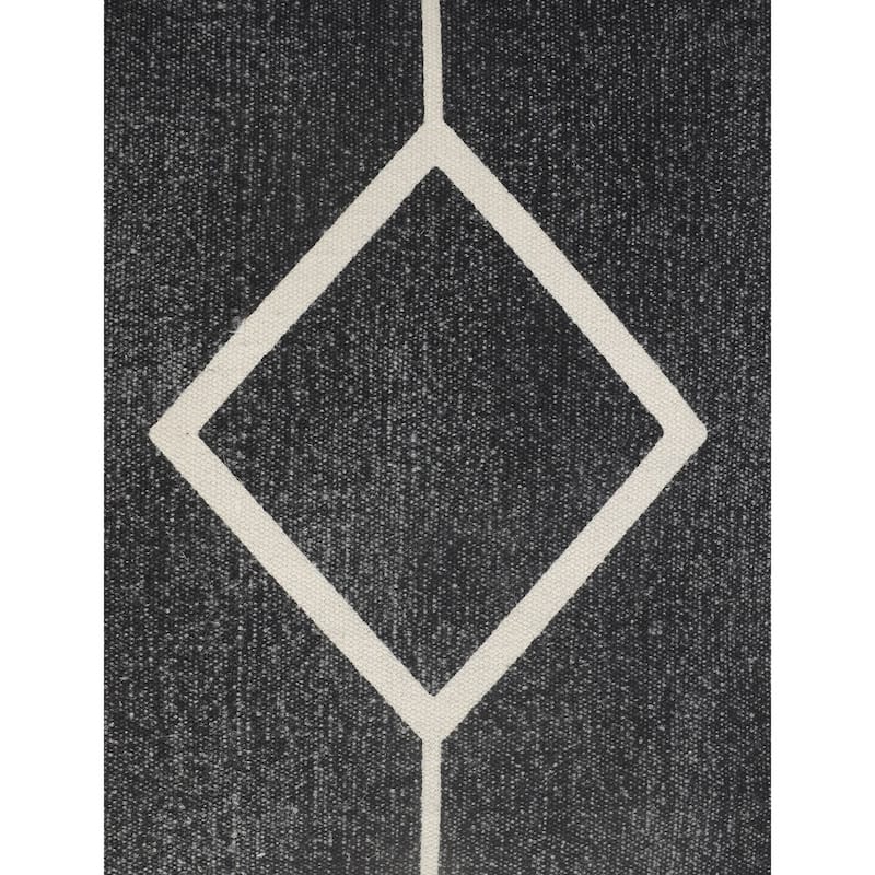 20" Black and White Bordered Square Throw Pillow