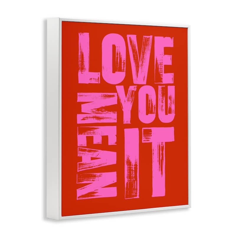 Stupell Love You Mean It on Red Framed Giclee Art Design By House of Lulu