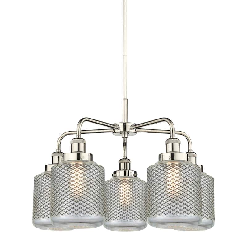 Innovations Lighting 916-5CR-15-24 Edison Chandelier Edison 5 Light - Polished Nickel / Clear Wire Mesh