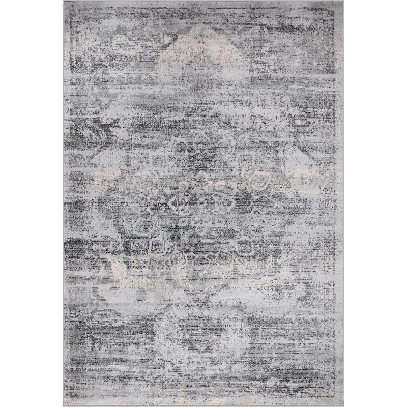 Angel Collection Faded Grey Abstract Area Rug - 8' X 10'