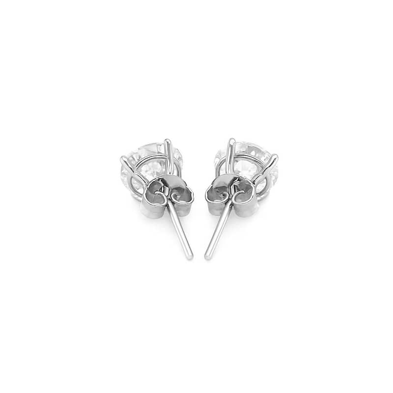 MayaMila Sterling Silver Stud Earrings with White Hue Faceted Cubic Zirconia