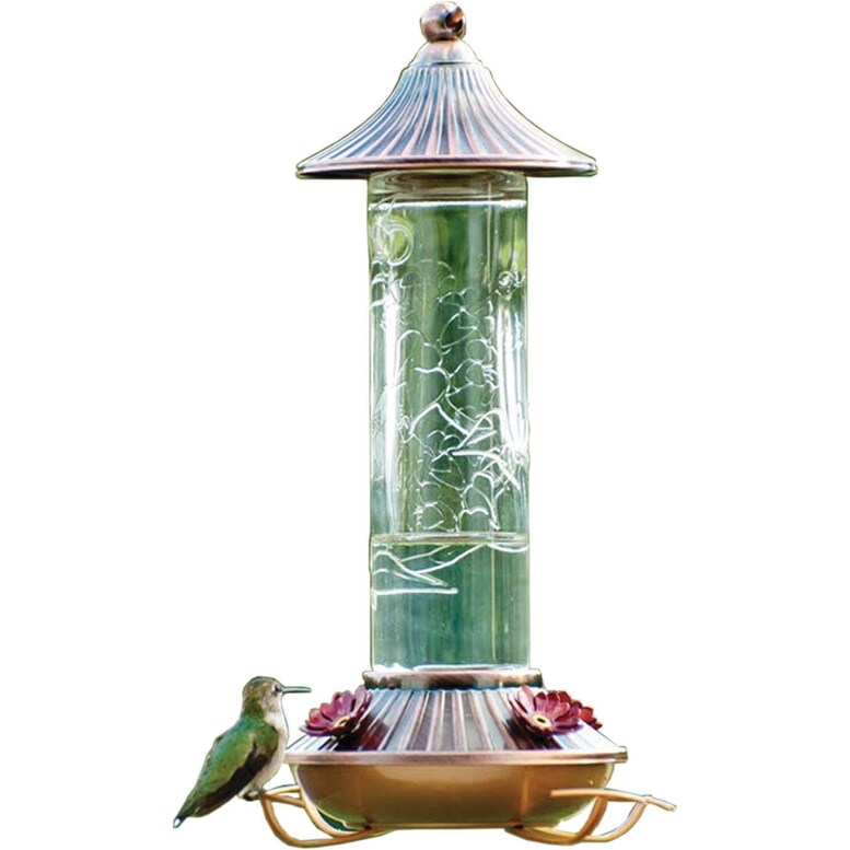 Shop Embossed Glass Hummingbird Feeder Overstock 22583267