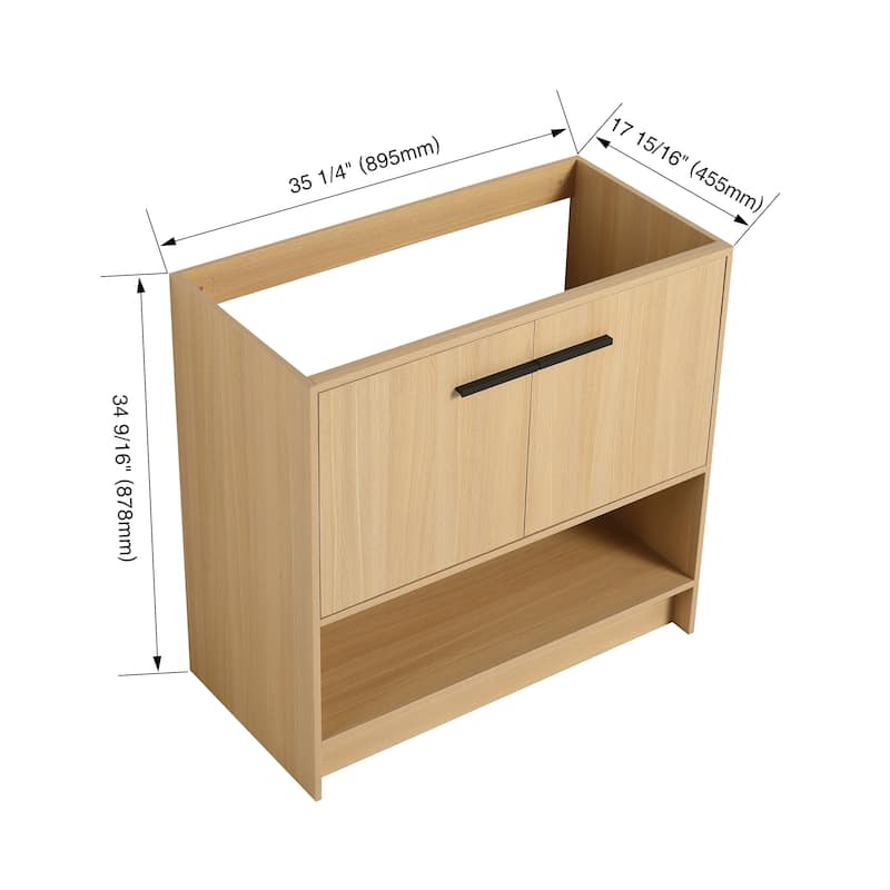 36" Bathroom Vanity, 2 Doors, Freestanding Bathroom Cabinet Vanity, Plywood (Excluding Sink)
