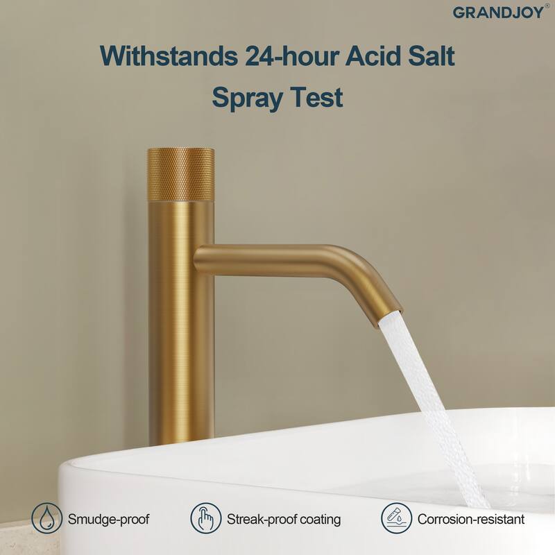 GRANDJOY 2-Pack Single Handle Vessel Sink Faucet with Pop-Up Drain, Mid-Arc Bathroom Design