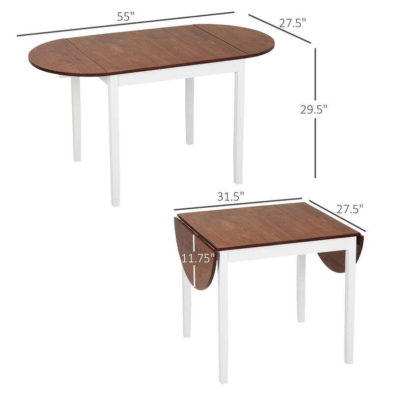 55" Solid Wood Kitchen Table, Drop Leaf Tables, Folding Dining Table