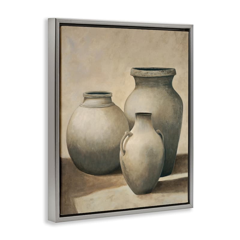 Stupell Trio of Vases Still Life Framed Floater Canvas Wall Art Design By André Mazo