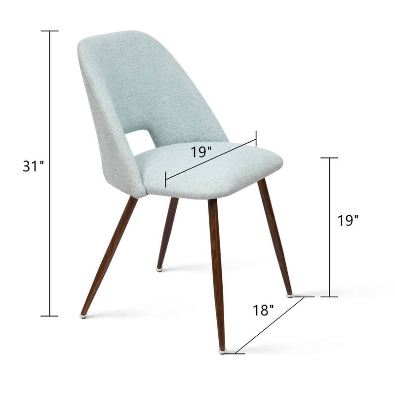Upholstered Modern Cutout Back Dining Chair with Walnut Leg（Set of 4)
