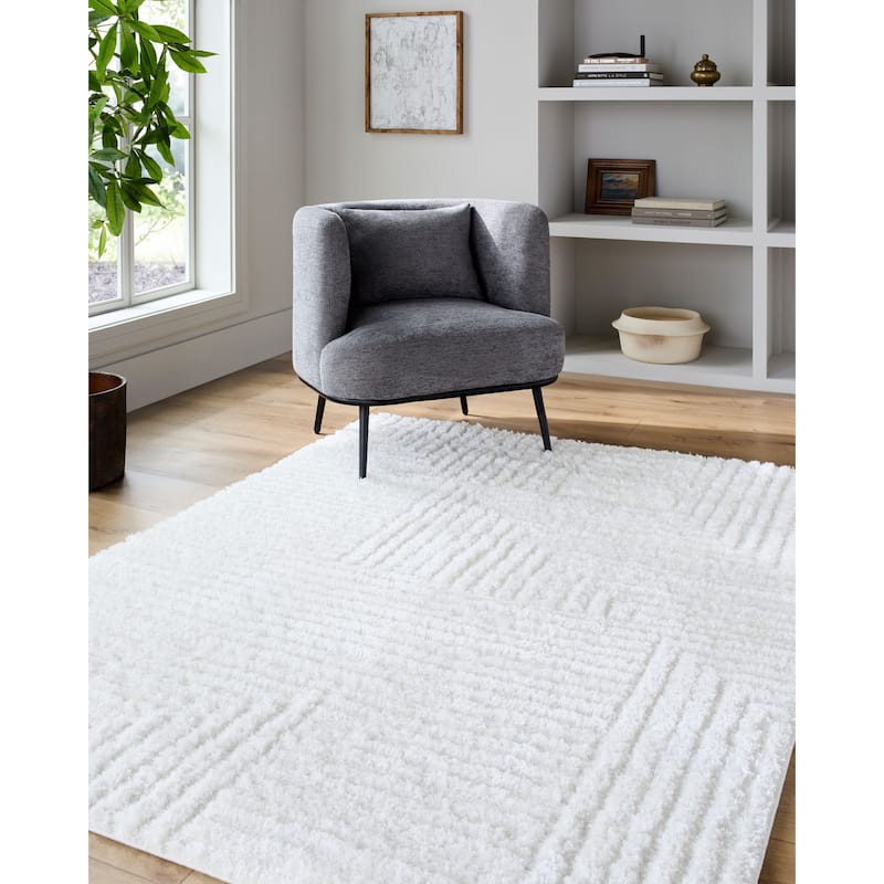 Livabliss Modern & Contemporary Nomadic Abstract Area Rug - 7'10" x 10' - Cream