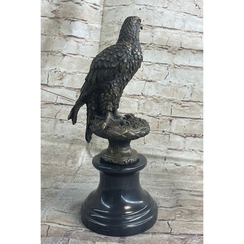Original Milo Hawk American Eagle Bronze Marble Base Sculpture Bird Figurine Art