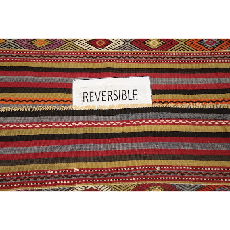 Hand Woven Oriental 100% Wool Carpet Southwestern Tribal Multi-Colored Kilim Area Rug - 8' 9'' X 5' 4''