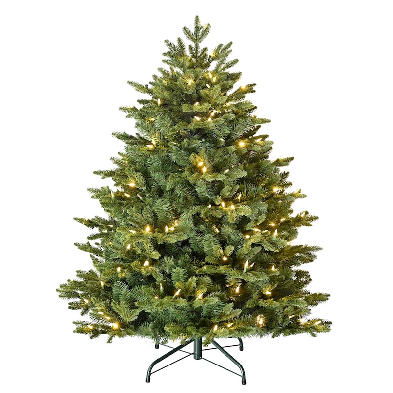 Puleo International 4.5' Pre-Lit Artificial Noble Fir Tree with 200 Dual-Color LED Lights