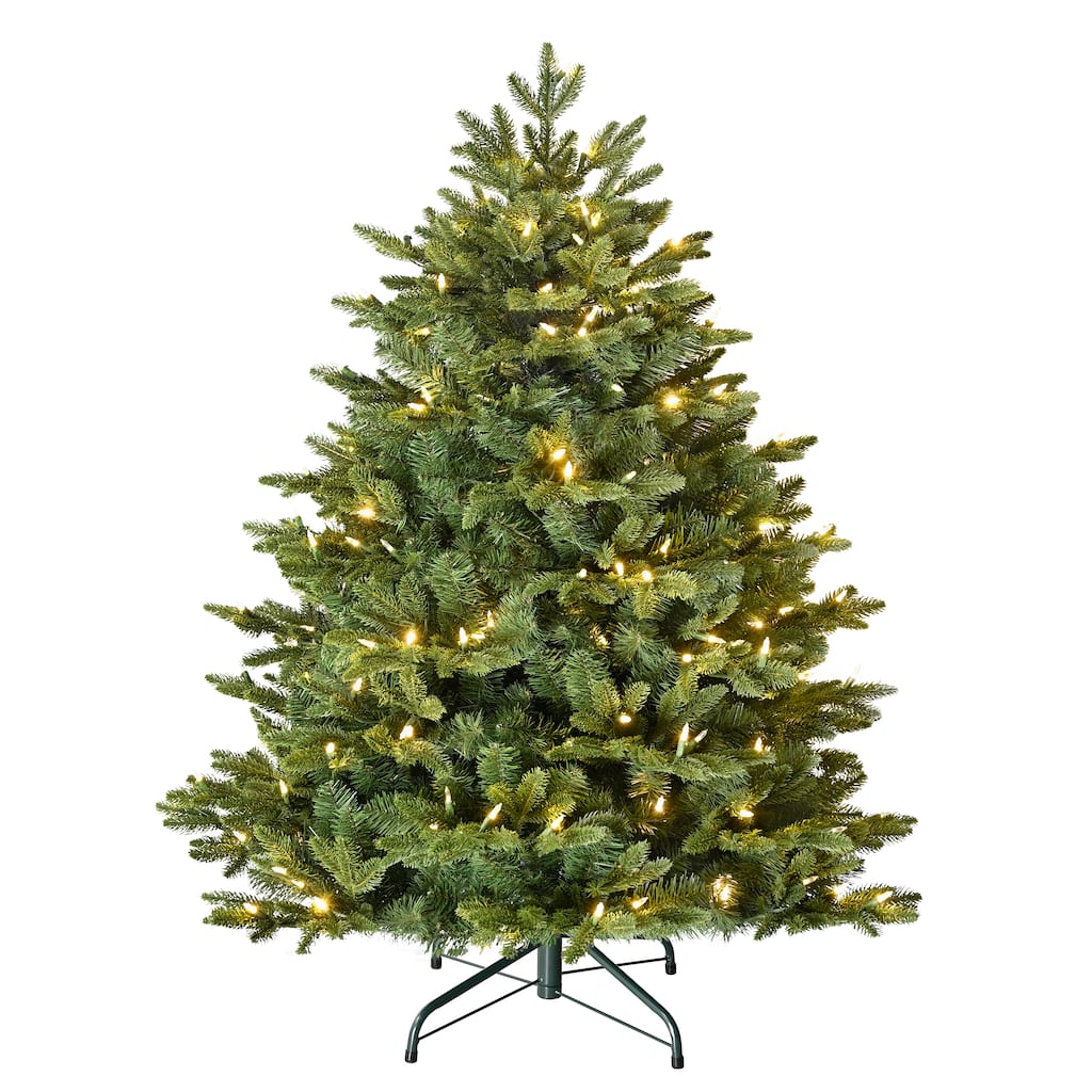 Puleo International 4.5' Pre-Lit Artificial Noble Fir Tree with 200 Dual-Color LED Lights