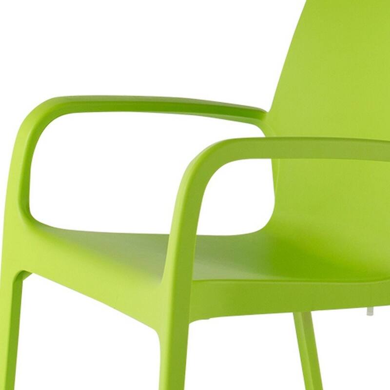 HomeRoots Set of Two Green Heavy Duty Plastic Outdoor Stacking Dining Chairs