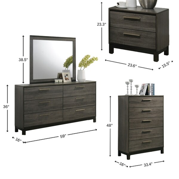 Roundhill Furniture Ioana 187 Queen 6-pc. Antiqued Grey Wood