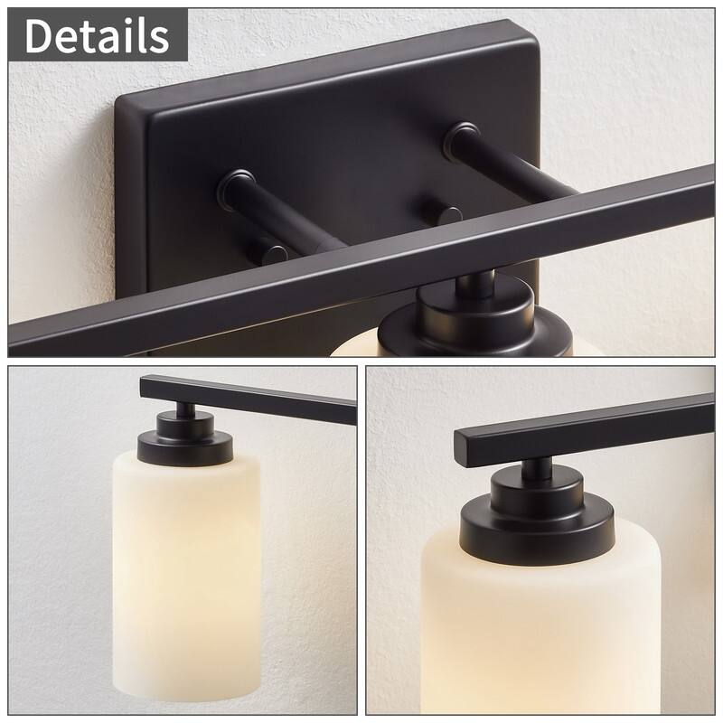 KAWOTI 3-Light Dimmable Bathroom Vanity Light with Frosted White Glass