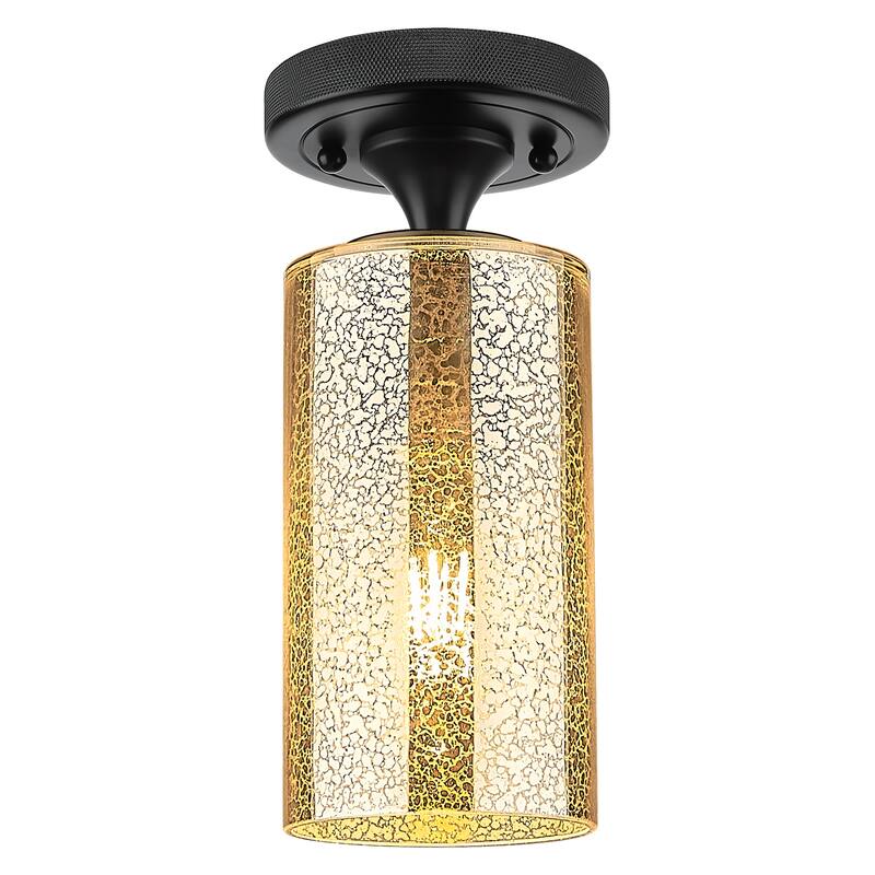 Innovations Lighting Downtown Urban - Crown Point - 1 Light 7" Flush Mount Light - Mercury Shade/Matte Black