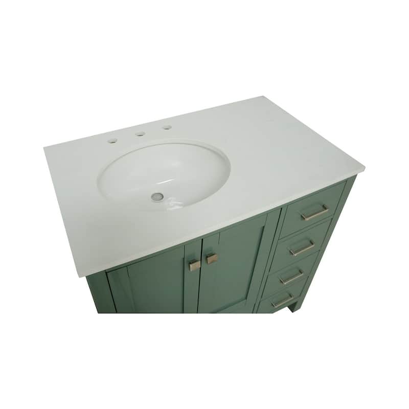 KitchenBathCollection Horizon 36" Bathroom Vanity with Engineered White Top