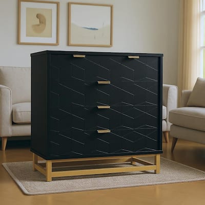 5 Drawer Dresser, with Metal Legs and Gold Handles