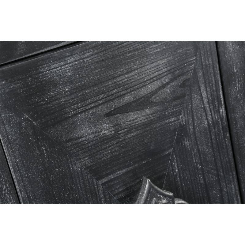 Roomfitters 4-Door Accent Cabinet with Carved Flower Handles, Antique Storage Sideboard for Living Room