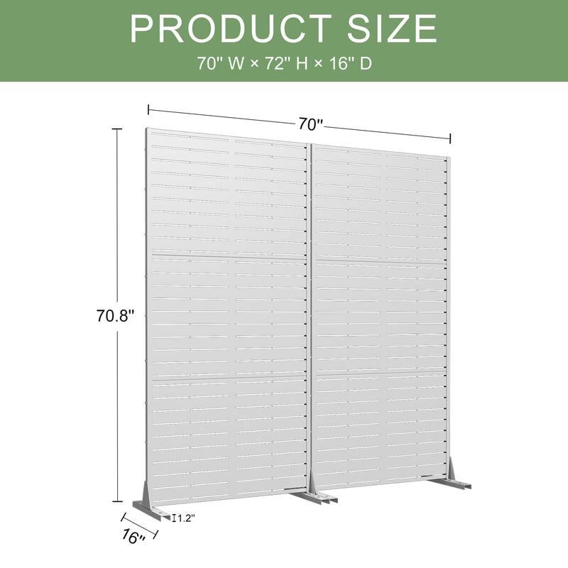 Outdoor Privacy Screen with Stand for Patio Garden Metal Fence Set of 2