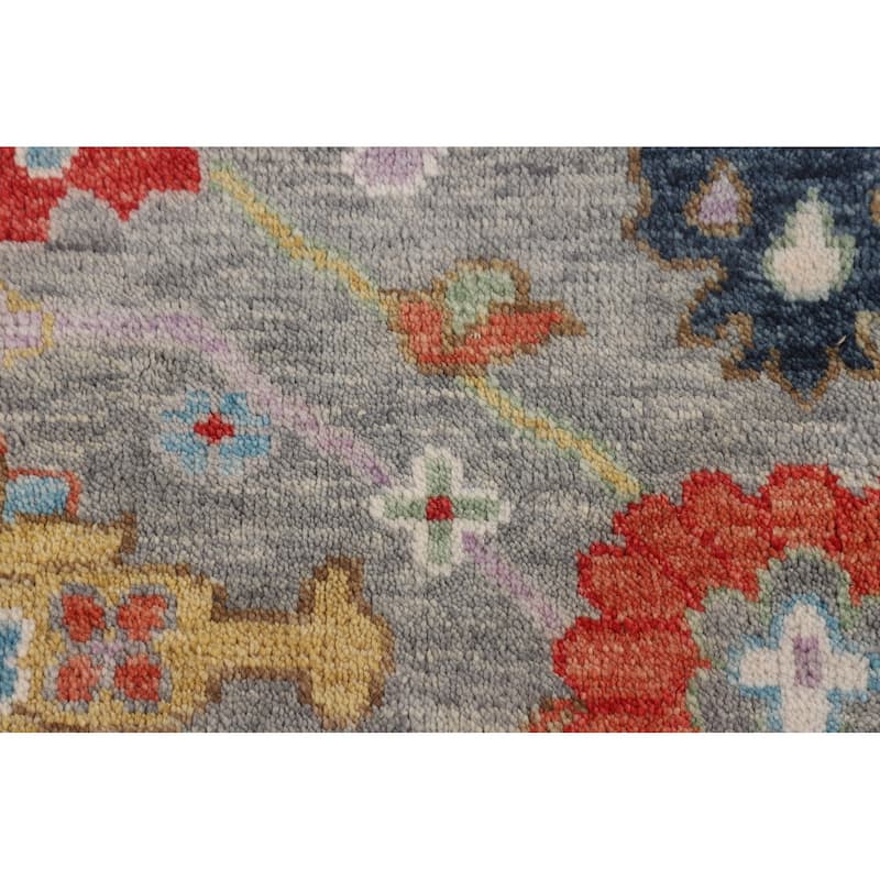Transitional Gray Oushak Oriental Area Rug Hand-Knotted Wool Carpet - 7'9"x 10'4"