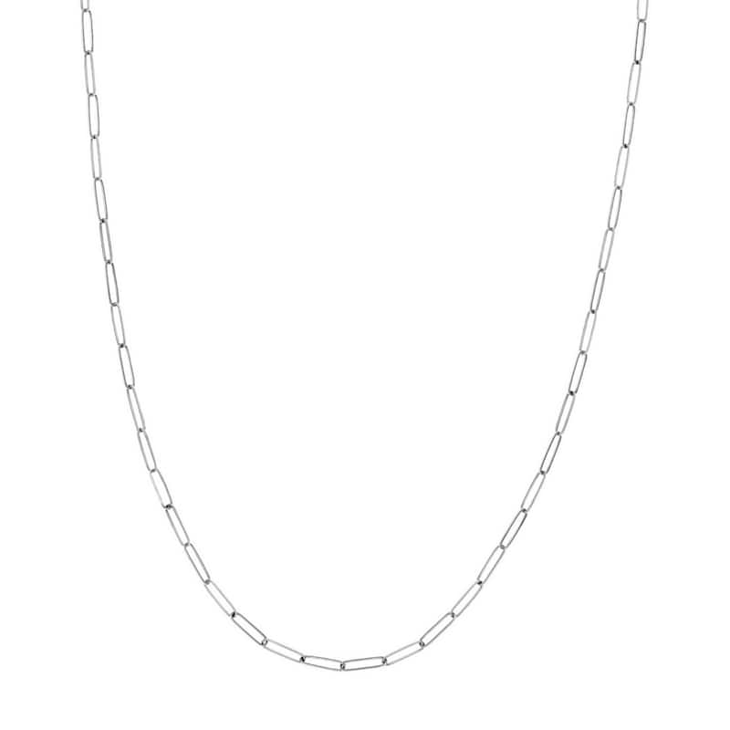Curata 14k White Gold 2.6mm Paper Clip Chain Necklace (Lobster)