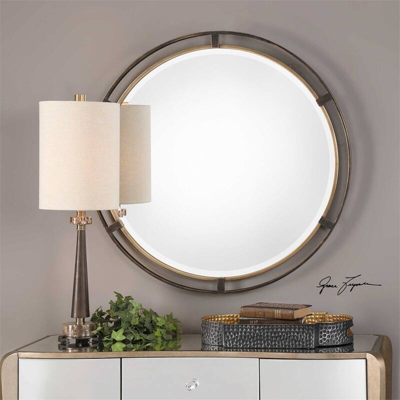 36" carrizo bronze round mirror