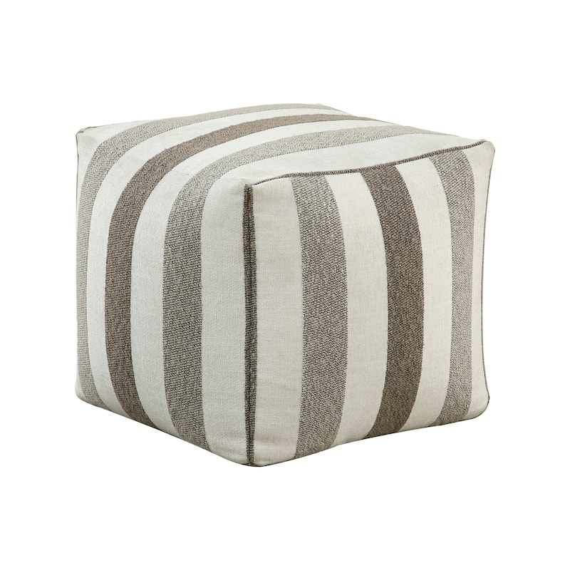 Ossela Fabric Square Pouf - Square (Jacquard) - Brown and White