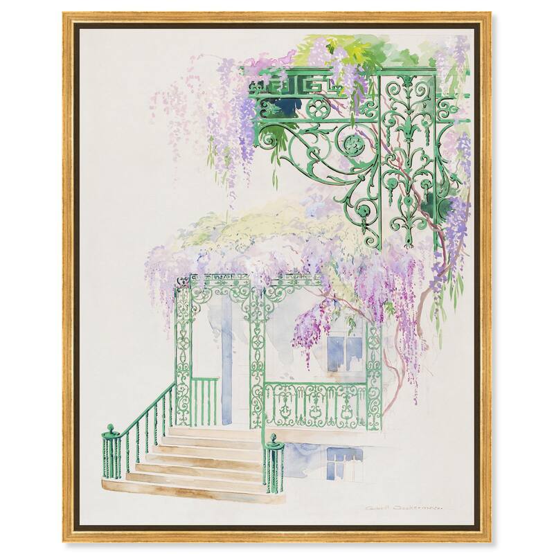 Cast Iron Porch Railing Canvas by Art Remedy - 30" x 36" - Gold