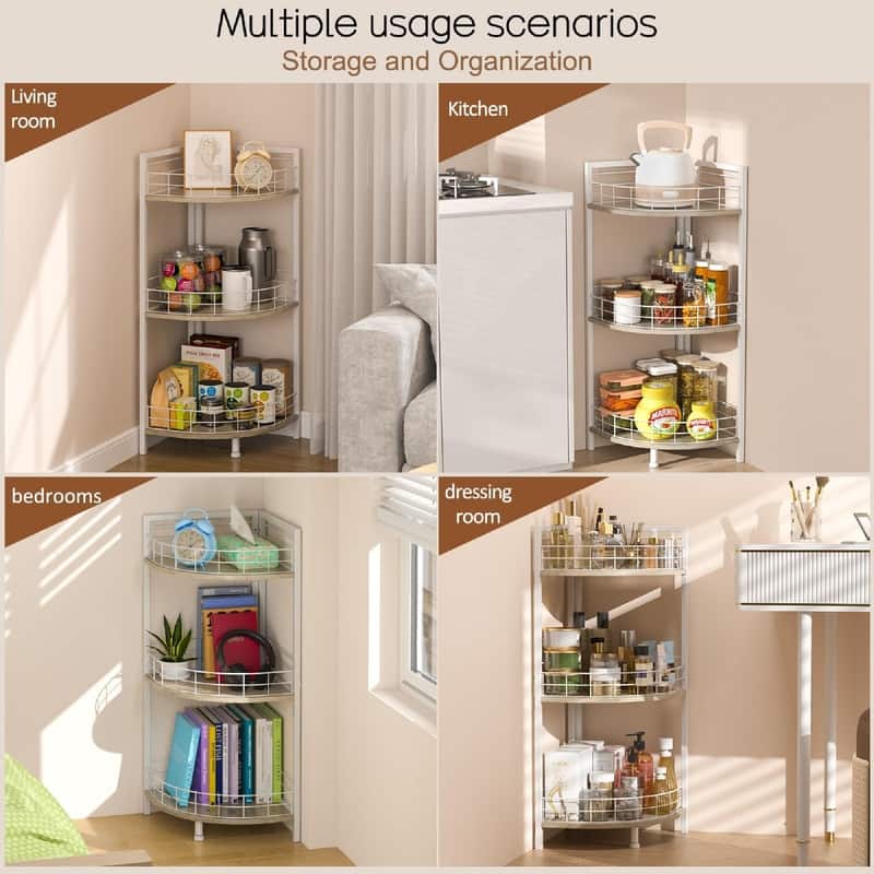 Bathroom Standing Shelf - 11.89"D x 11.89"W x 34.12"H