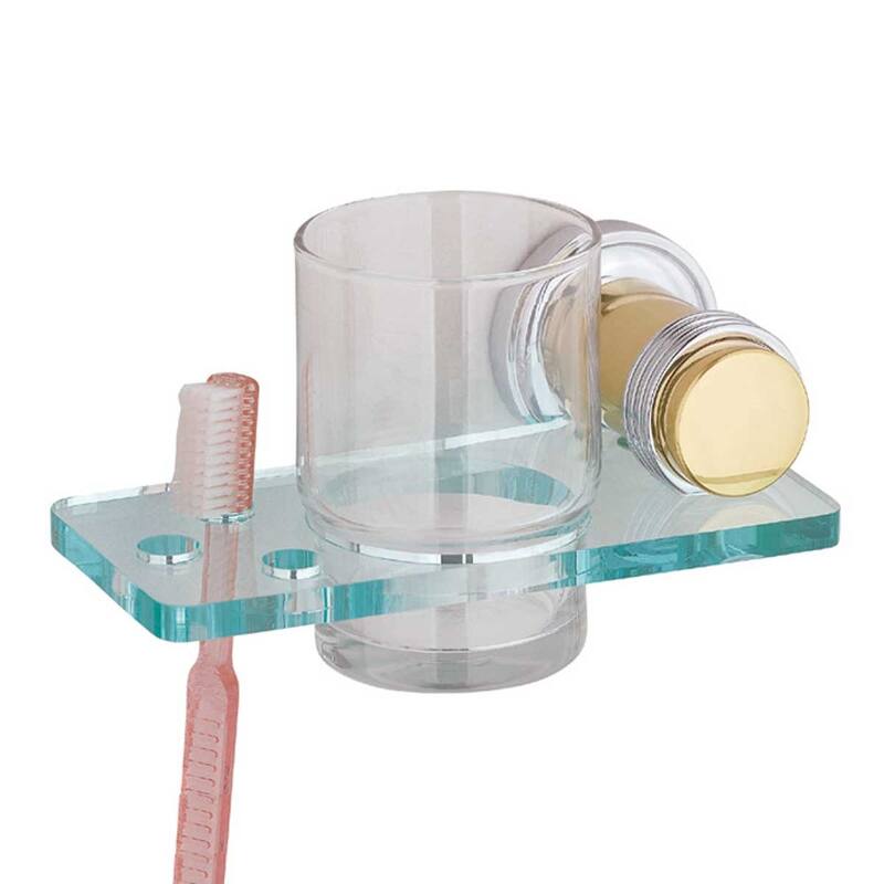 Glass Toothbrush Holder Victorian Spectrum Brass and Chrome Flange Renovators Supply